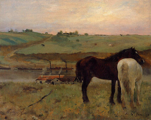 Cavalos em um prado (Edgar Degas) - Reprodução com Qualidade Museu