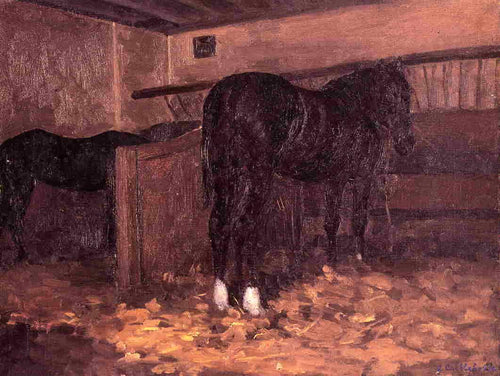 Cavalos no Estábulo (Gustave Caillebotte) - Reprodução com Qualidade Museu