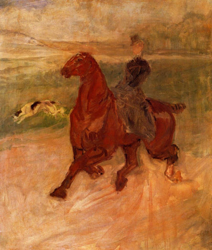 Horsewoman And Dog (Henri de Toulouse-Lautrec) - Reprodução com Qualidade Museu
