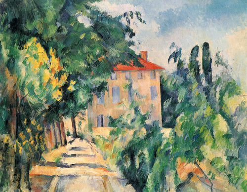 Casa Com Telhado Vermelho (Paul Cézanne) - Reprodução com Qualidade Museu