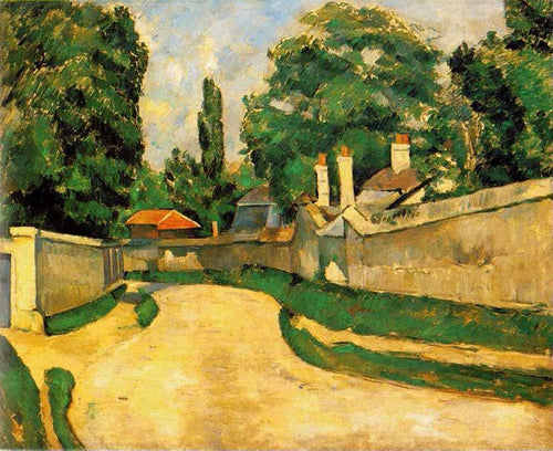Casas ao longo de uma estrada (Paul Cézanne) - Reprodução com Qualidade Museu