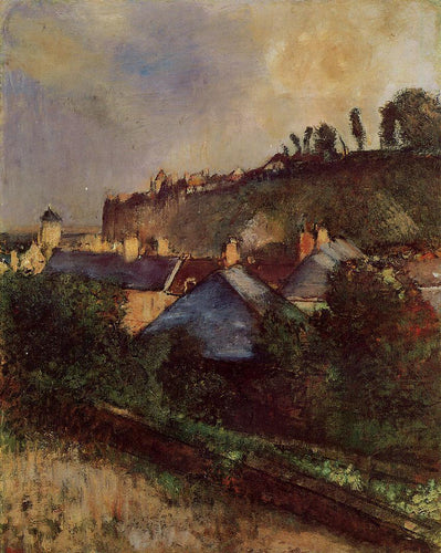 Casas no sopé de um penhasco Saint Valery sur Somme (Edgar Degas) - Reprodução com Qualidade Museu