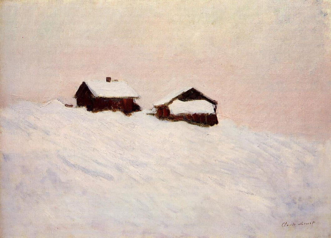 Casas na neve (Claude Monet) - Reprodução com Qualidade Museu