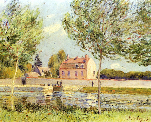 Casas nas margens do Loing (Alfred Sisley) - Reprodução com Qualidade Museu