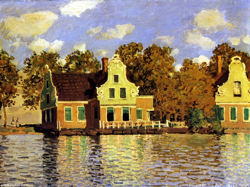 Casas no Rio Zaan em Zaandam (Claude Monet) - Reprodução com Qualidade Museu