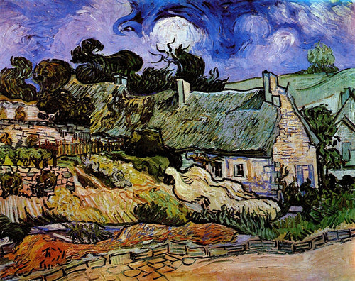 Casas com telhados de palha, Cordeville (Vincent Van Gogh) - Reprodução com Qualidade Museu