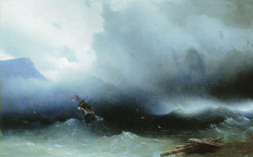 Furacão no mar (Ivan Aivazovsky) - Reprodução com Qualidade Museu
