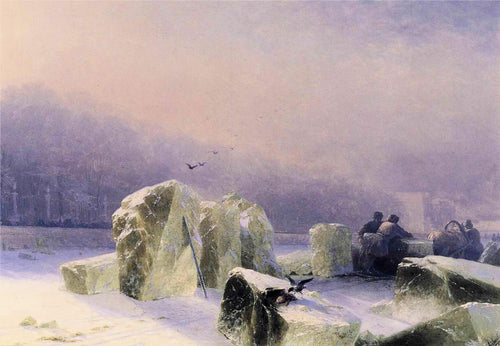 Quebra-gelo no Neva Congelado em São Petersburgo (Ivan Aivazovsky) - Reprodução com Qualidade Museu