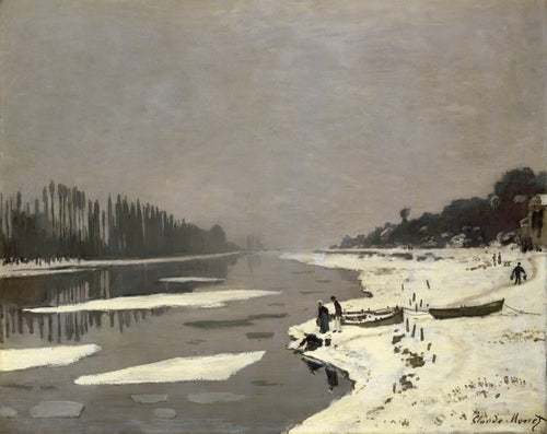 Floes de gelo no Sena em Bougival (Claude Monet) - Reprodução com Qualidade Museu