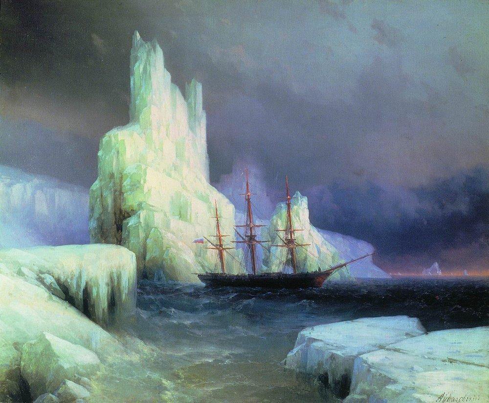 Icebergs no Atlântico (Ivan Aivazovsky) - Reprodução com Qualidade Museu