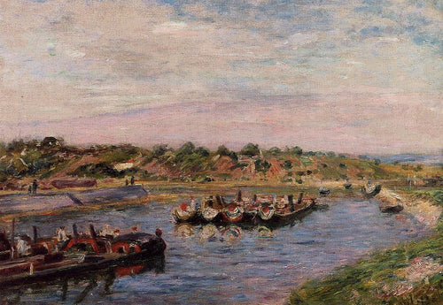 Barcaças ociosas no Canal Loing em Saint Mammes (Alfred Sisley) - Reprodução com Qualidade Museu