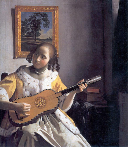 Jovem tocando violão (Johannes Vermeer) - Reprodução com Qualidade Museu