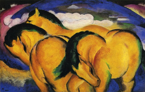 Os pequenos cavalos amarelos (Franz Marc) - Reprodução com Qualidade Museu