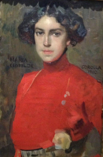 Maria com uma blusa vermelha (Joaquin Sorolla) - Reprodução com Qualidade Museu