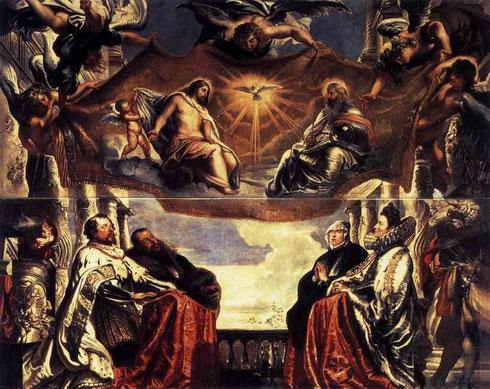 A Família Gonzaga adorando a Santíssima Trindade (Peter Paul Rubens) - Reprodução com Qualidade Museu