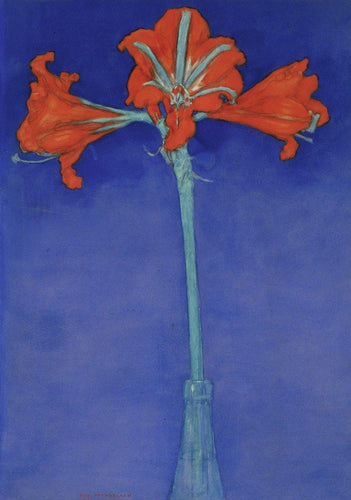 Fundo Azul Amaryllis Om (Piet Mondrian) - Reprodução com Qualidade Museu
