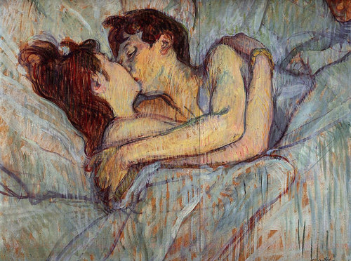 Na cama - o beijo (Henri de Toulouse-Lautrec) - Reprodução com Qualidade Museu