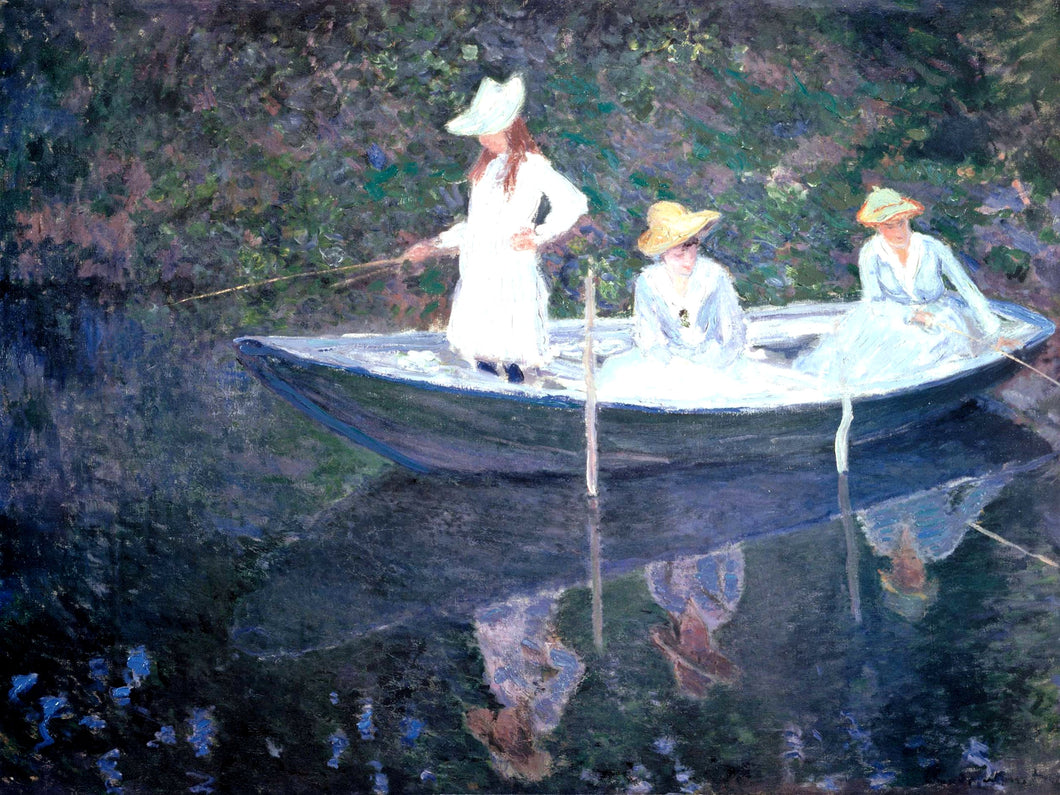 No Barco Norvegienne em Giverny (Claude Monet) - Reprodução com Qualidade Museu