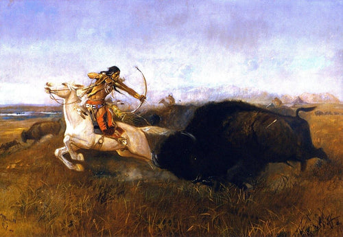Índios caçando búfalos - Replicarte