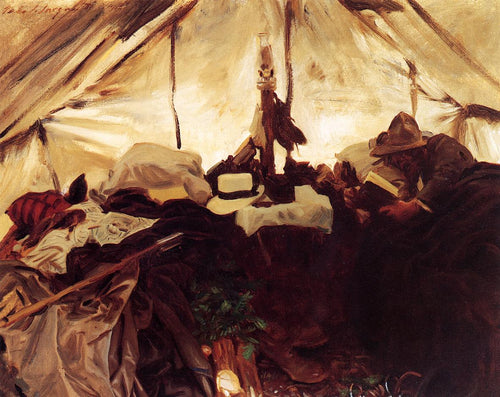 Dentro de uma tenda nas Montanhas Rochosas canadenses (John Singer Sargent) - Reprodução com Qualidade Museu