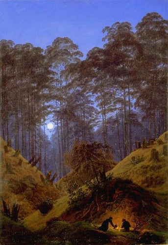 Dentro da floresta sob o luar (Caspar David Friedrich) - Reprodução com Qualidade Museu