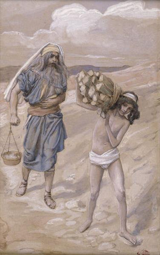 Isaac carrega a madeira para seu sacrifício