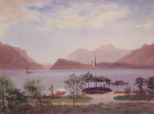Cena do Lago Italiano (Albert Bierstadt) - Reprodução com Qualidade Museu