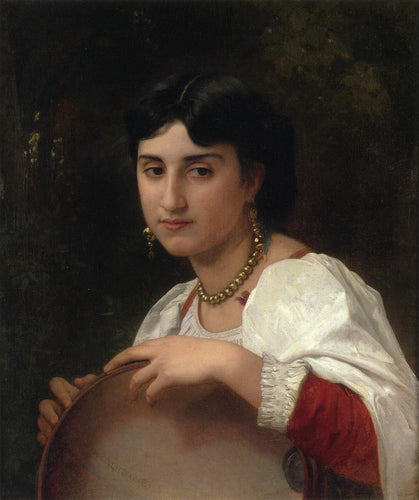 Mulher Italiana Com Pandeireta (William-Adolphe Bouguereau) - Reprodução com Qualidade Museu