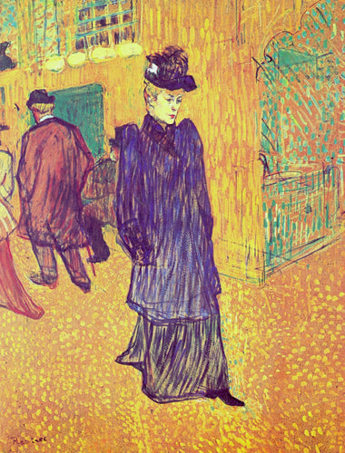 Jane Avril saindo do Moulin Rouge (Henri de Toulouse-Lautrec) - Reprodução com Qualidade Museu