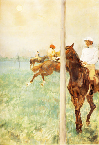 Jóqueis antes do início do mastro de bandeira (Edgar Degas) - Reprodução com Qualidade Museu