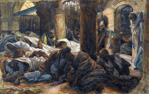 Madalena corre até o cenáculo para dizer aos apóstolos que o corpo de Jesus não está mais na tumba
