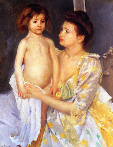 Jules sendo seco por sua mãe (Mary Cassatt) - Reprodução com Qualidade Museu
