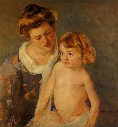 Jules em pé ao lado de sua mãe (Mary Cassatt) - Reprodução com Qualidade Museu