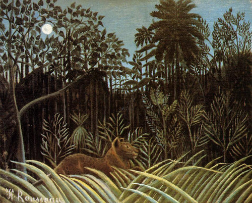 Selva com Leão (Henri Rousseau) - Reprodução com Qualidade Museu