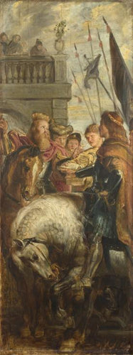 Rei Clothar e Dagobert disputam com um arauto do imperador Maurício (Peter Paul Rubens) - Reprodução com Qualidade Museu