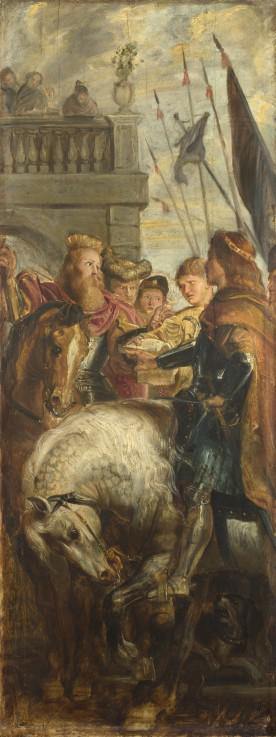 Rei Clothar e Dagobert disputam com um arauto do imperador Maurício (Peter Paul Rubens) - Reprodução com Qualidade Museu