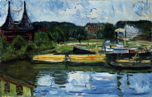 Porto de Lubeck com o Holstentor (Edvard Munch) - Reprodução com Qualidade Museu