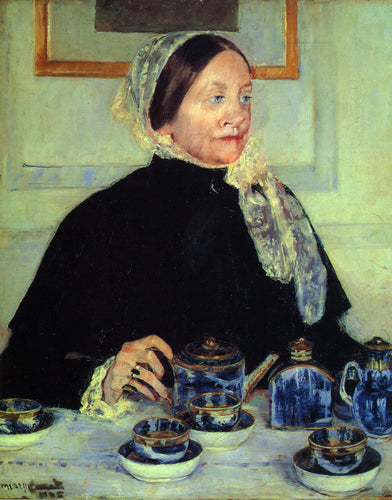 Senhora na mesa de chá (Mary Cassatt) - Reprodução com Qualidade Museu