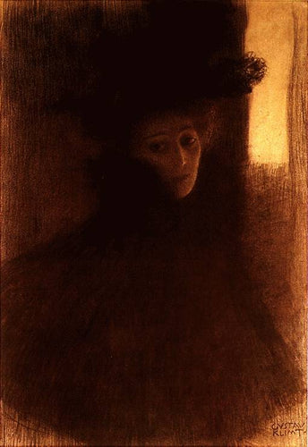 Senhora Com Capa E Chapéu (Gustav Klimt) - Reprodução com Qualidade Museu