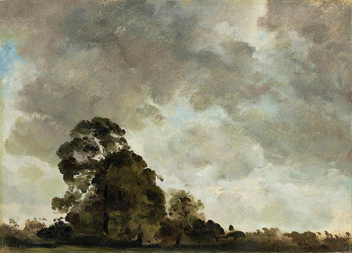 Paisagem na árvore de Hamstead e nuvens de tempestade