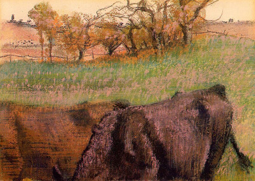 Vacas da paisagem em primeiro plano (Edgar Degas) - Reprodução com Qualidade Museu