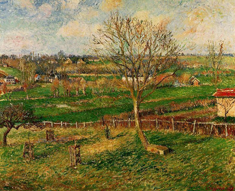Landscape Fields, Eragny (Camille Pissarro) - Reprodução com Qualidade Museu
