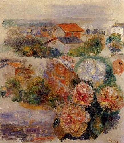 Paisagem, flores e menina (Pierre-Auguste Renoir) - Reprodução com Qualidade Museu