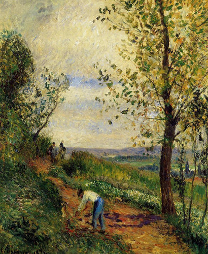 Paisagem com um homem cavando (Camille Pissarro) - Reprodução com Qualidade Museu