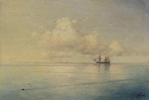 Paisagem com um veleiro (Ivan Aivazovsky) - Reprodução com Qualidade Museu