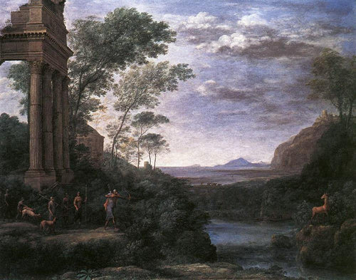 Paisagem com Ascanius atirando no cervo de Sylvia (Claude Lorrain) - Reprodução com Qualidade Museu