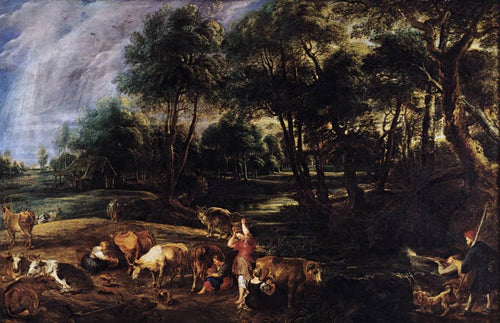 Paisagem com vacas e aves selvagens (Peter Paul Rubens) - Reprodução com Qualidade Museu