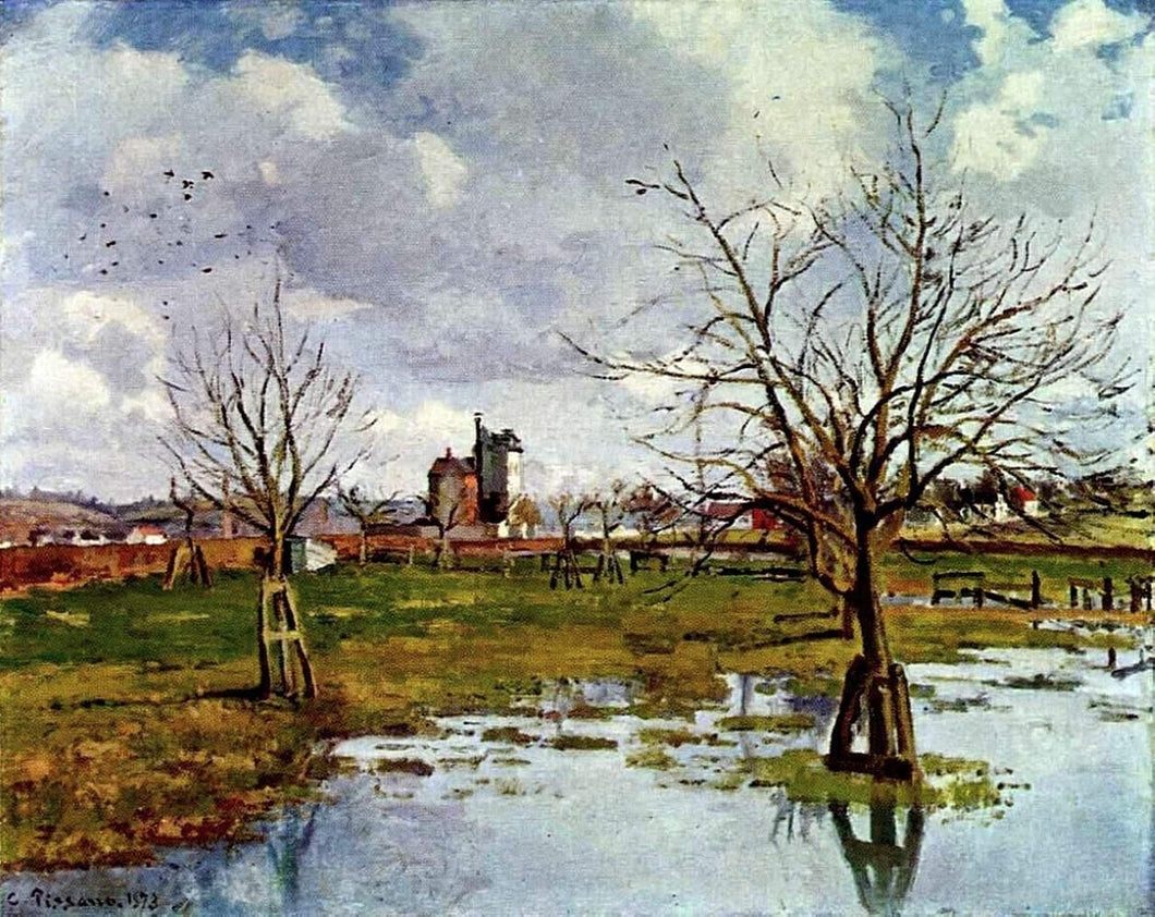 Paisagem com campos inundados (Camille Pissarro) - Reprodução com Qualidade Museu