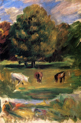 Paisagem Com Cavalos (Pierre-Auguste Renoir) - Reprodução com Qualidade Museu