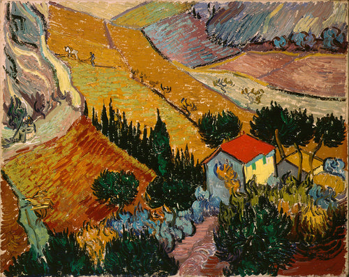 Paisagem com casa e lavrador (Vincent Van Gogh) - Reprodução com Qualidade Museu